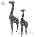 Conjunto de 2 girafas escultura em resina para decoração de casa